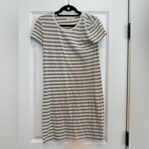 Madewell Gray and White Striped Mini Dress